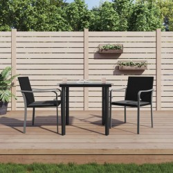 Ensemble à manger de jardin 3 pcs coussins résine tressée acier 