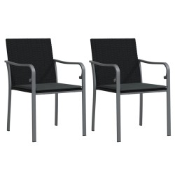 Ensemble à manger de jardin 3 pcs coussins résine tressée acier 