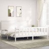 Cadre de lit sans matelas blanc 200x200 cm bois massif de pin 