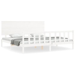 Cadre de lit sans matelas blanc 200x200 cm bois massif de pin 
