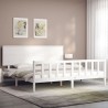 Cadre de lit sans matelas blanc 200x200 cm bois massif de pin 