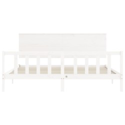 Cadre de lit sans matelas blanc 200x200 cm bois massif de pin 