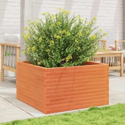 Jardinière cire marron 80x80x46 cm bois de pin massif 