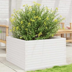 Jardinière blanc 80x80x46 cm bois de pin massif 