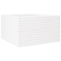 Jardinière blanc 80x80x46 cm bois de pin massif 