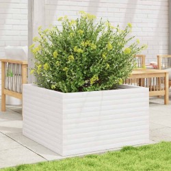 Jardinière blanc 80x80x46 cm bois de pin massif 