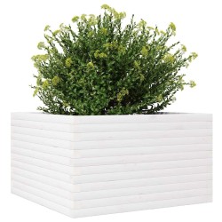 Jardinière blanc 80x80x46 cm bois de pin massif 