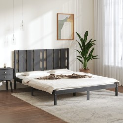 Cadre de lit sans matelas gris 150x200 cm bois massif 
