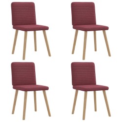 Chaises à manger lot de 4 rouge bordeaux tissu 