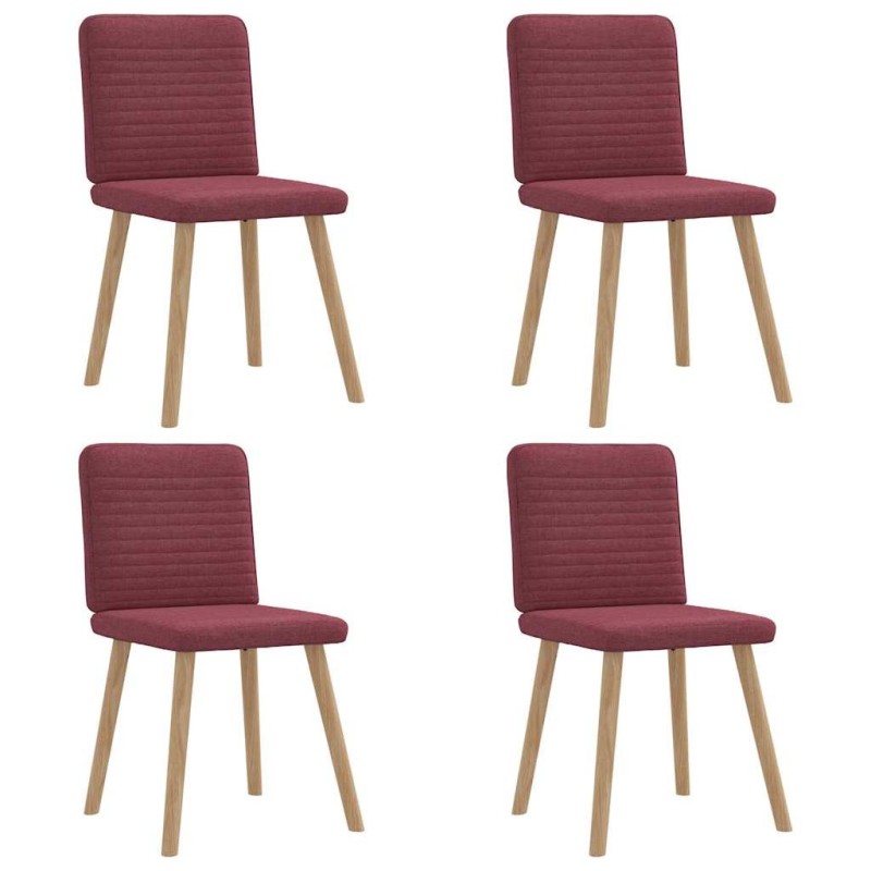 Chaises à manger lot de 4 rouge bordeaux tissu 