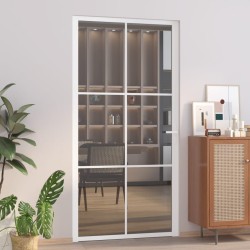 Porte intérieure 102,5x201,5 cm Blanc Verre ESG et aluminium 