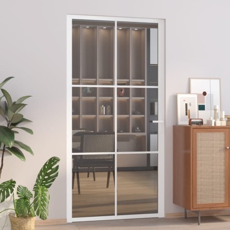 Porte intérieure 102,5x201,5 cm Blanc Verre ESG et aluminium 