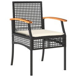 Ensemble à manger de jardin avec coussins 3 pcs Noir 