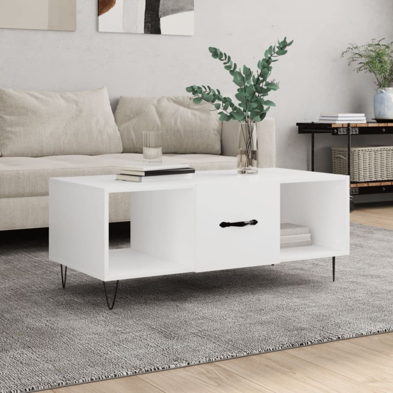 Table basse blanc 102x50x40 cm bois d'ingénierie Table basse blanc 102x50x40 cm bois d'ingénierie