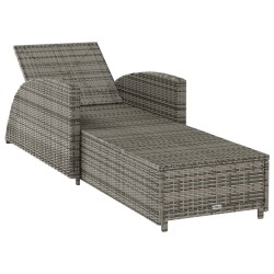 Chaise longue avec coussin gris foncé Résine tressée Gris 