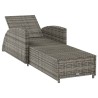 Chaise longue avec coussin gris foncé Résine tressée Gris 