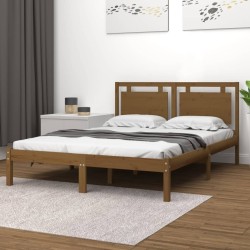 Cadre de lit sans matelas marron miel 200x200 cm bois massif 