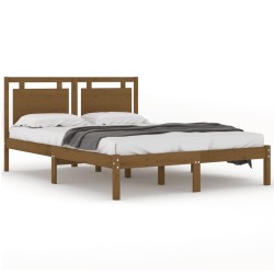 Cadre de lit sans matelas marron miel 200x200 cm bois massif 