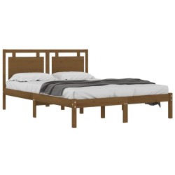 Cadre de lit sans matelas marron miel 200x200 cm bois massif 