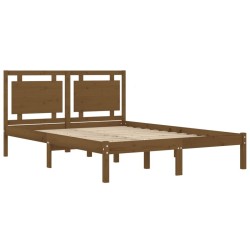 Cadre de lit sans matelas marron miel 200x200 cm bois massif 