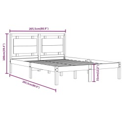 Cadre de lit sans matelas marron miel 200x200 cm bois massif 