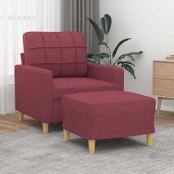 Fauteuil avec repose-pied Rouge bordeaux 60 cm Tissu 