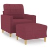 Fauteuil avec repose-pied Rouge bordeaux 60 cm Tissu 
