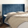 Tête de lit avec oreilles Bleu foncé 203x16x118/128 cm Velours 