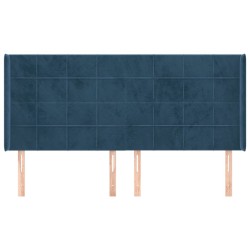 Tête de lit avec oreilles Bleu foncé 203x16x118/128 cm Velours 