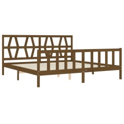 Cadre de lit sans matelas marron miel 200x200cm bois pin massif 