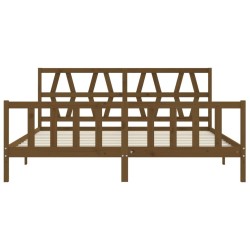 Cadre de lit sans matelas marron miel 200x200cm bois pin massif 