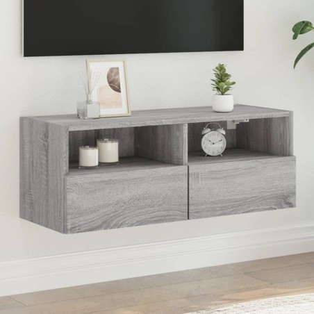 Meuble TV mural sonoma gris 80x30x30 cm bois d'ingénierie 