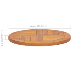 Dessus de table Bois de teck solide Rond 2,5 cm 50 cm 