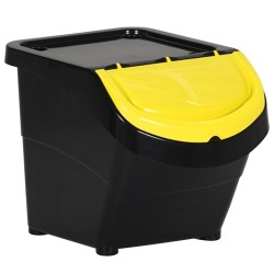 Poubelles empilables avec couvercles 3 pcs noir PP 78 L 