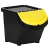 Poubelles empilables avec couvercles 3 pcs noir PP 78 L 
