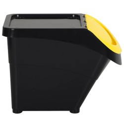 Poubelles empilables avec couvercles 3 pcs noir PP 78 L 