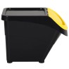 Poubelles empilables avec couvercles 3 pcs noir PP 78 L 