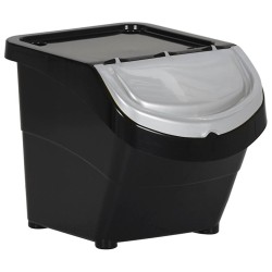 Poubelles empilables avec couvercles 3 pcs noir PP 78 L 