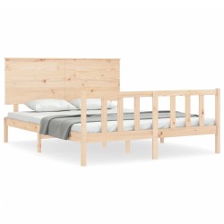 Cadre de lit sans matelas bois de pin massif 