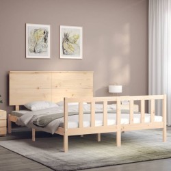 Cadre de lit sans matelas bois de pin massif 