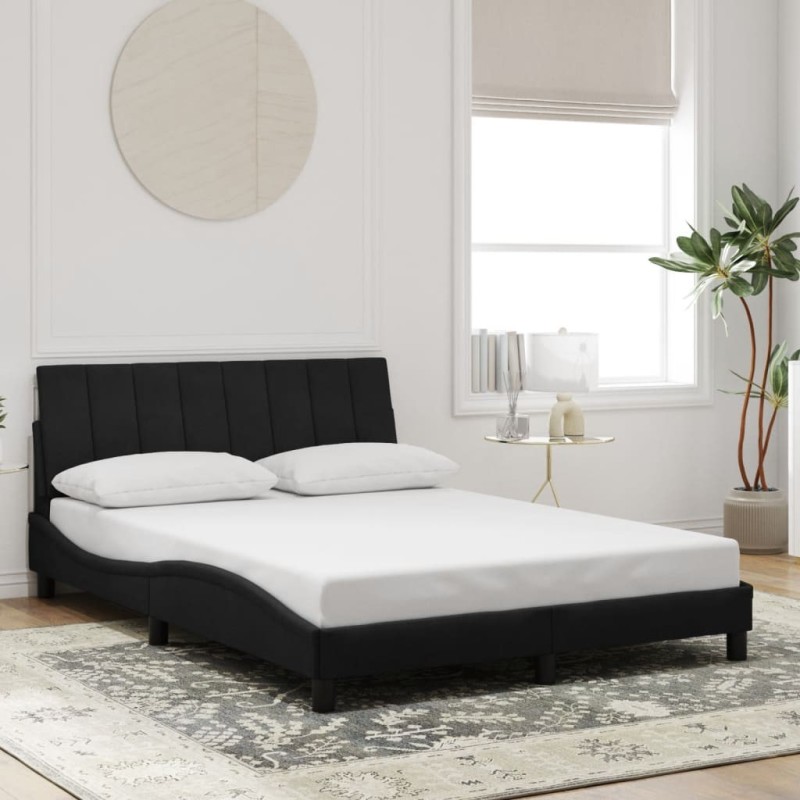 Cadre de lit sans matelas noir 140x200 cm velours 