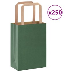 Sacs en papier 250 pcs avec poignées vert 15x8x21 cm 