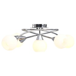 Plafonnier avec abat-jour en verre 5 ampoules E14 Blanc Bol 