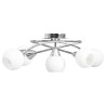 Plafonnier avec abat-jour en verre 5 ampoules E14 Blanc Bol 