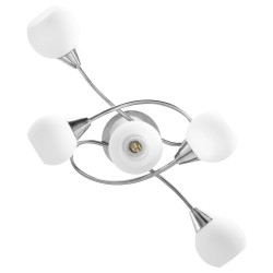 Plafonnier avec abat-jour en verre 5 ampoules E14 Blanc Bol 