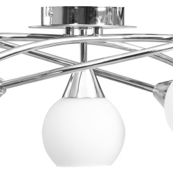 Plafonnier avec abat-jour en verre 5 ampoules E14 Blanc Bol 