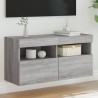 Meuble TV mural avec lumières LED sonoma gris 80x30x40 cm 
