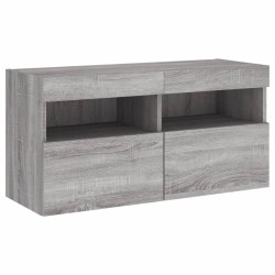 Meuble TV mural avec lumières LED sonoma gris 80x30x40 cm 