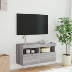 Meuble TV mural avec lumières LED sonoma gris 80x30x40 cm 