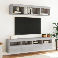 Meuble TV mural avec lumières LED sonoma gris 80x30x40 cm 